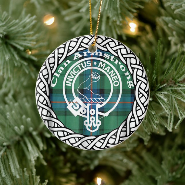 Scottish Clan Armstrong Tartan and Crest Ceramic Tree Decoration (Tree)