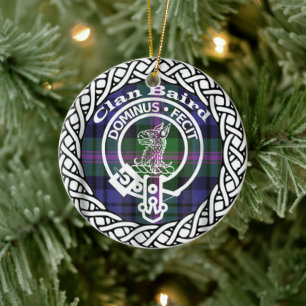 Scottish Clan Baird Tartan and Crest Ceramic Tree Decoration