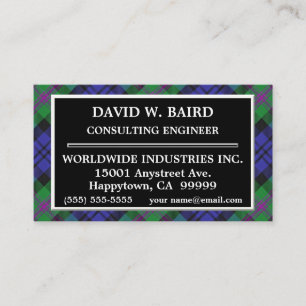 Scottish Clan Baird Tartan Plaid Business Card