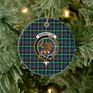 Scottish Clan Bannatyne Tartan and Crest Ceramic Tree Decoration
