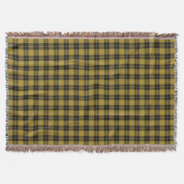 Scottish Clan Barclay Dress Yellow Black Tartan Throw Blanket (Front)
