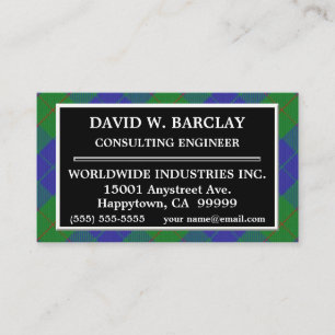Scottish Clan Barclay Hunting Tartan Plaid Business Card