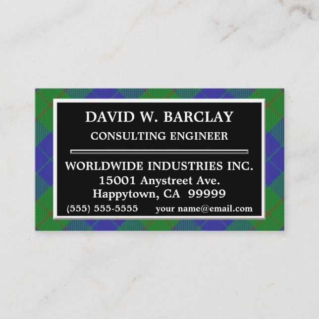 Scottish Clan Barclay Hunting Tartan Plaid Business Card (Front)