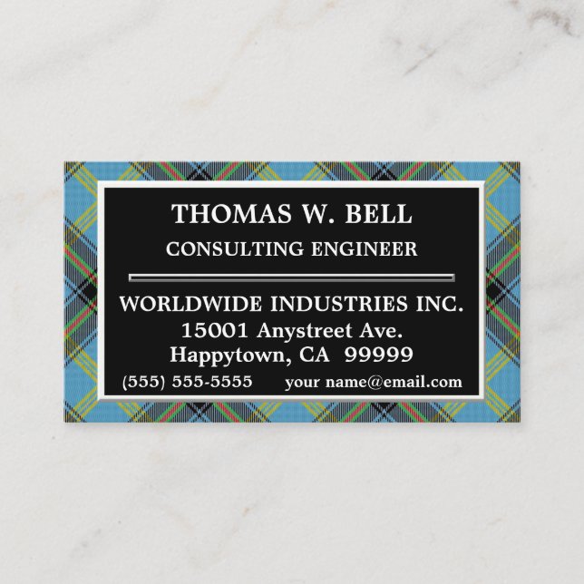 Scottish Clan Bell Tartan Plaid Business Card (Front)