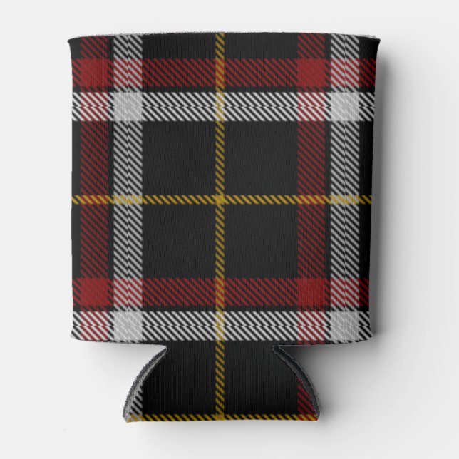 Scottish Clan Black Tartan Plaid Can Cooler (Front)