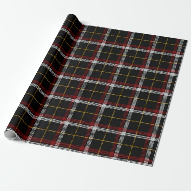 Scottish Clan Black Tartan Plaid Wrapping Paper (Unrolled)