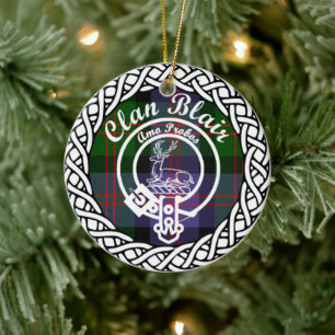 Scottish Clan Blair Tartan and Crest Ceramic Tree Decoration