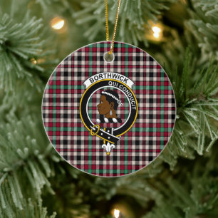 Scottish Clan Borthwick Ancient Tartan and Crest Ceramic Tree Decoration