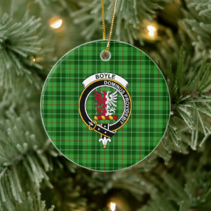 Scottish Clan Boyle Tartan and Crest Ceramic Tree Decoration