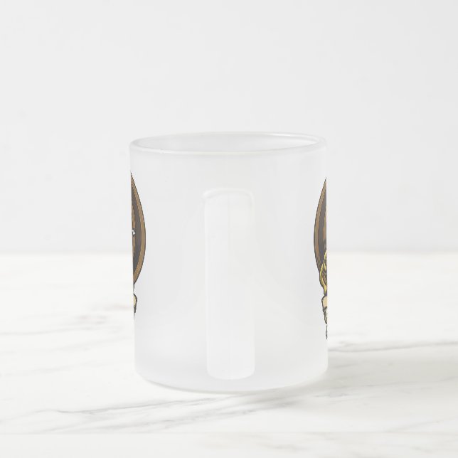 Scottish Clan Bruce Badge and Crest | Coat of Arms Frosted Glass Coffee Mug (Handle)