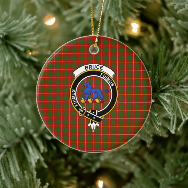 Scottish Clan Bruce Tartan and Crest Ceramic Tree Decoration (Tree)