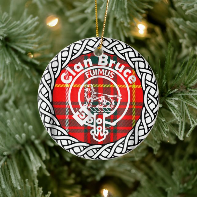 Scottish Clan Bruce Tartan and Crest Ceramic Tree Decoration (Tree)