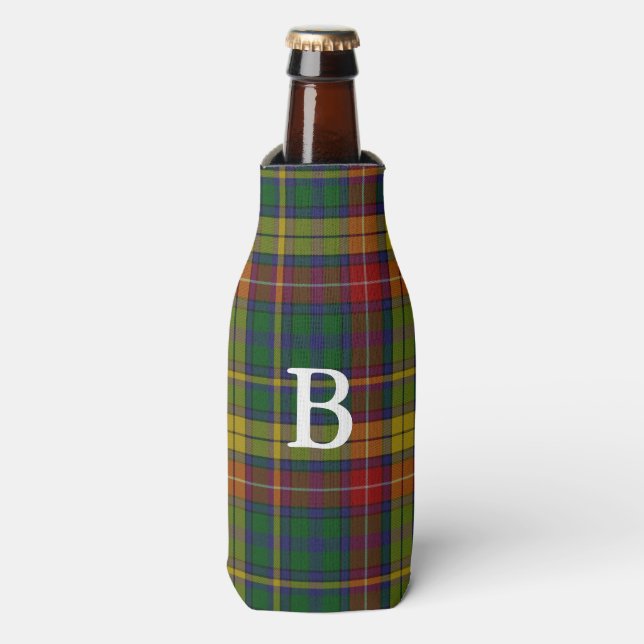 Scottish clan Buchanan Tartan Plaid Bottle Cooler (Bottle Front)