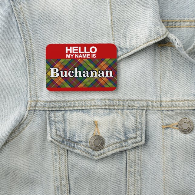 Scottish Clan Buchanan Tartan Plaid Name Tag (In Situ)