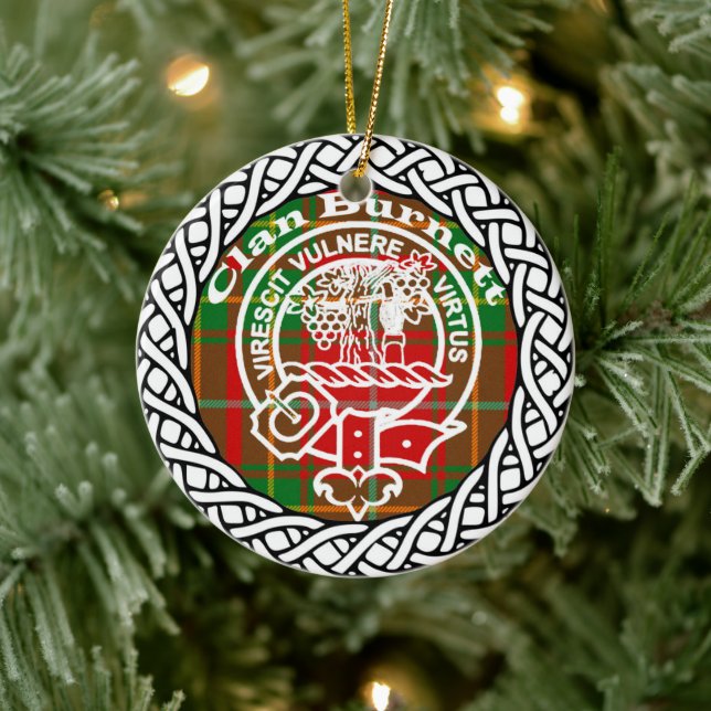 Scottish Clan Burnett Tartan and Crest Ceramic Tree Decoration (Tree)