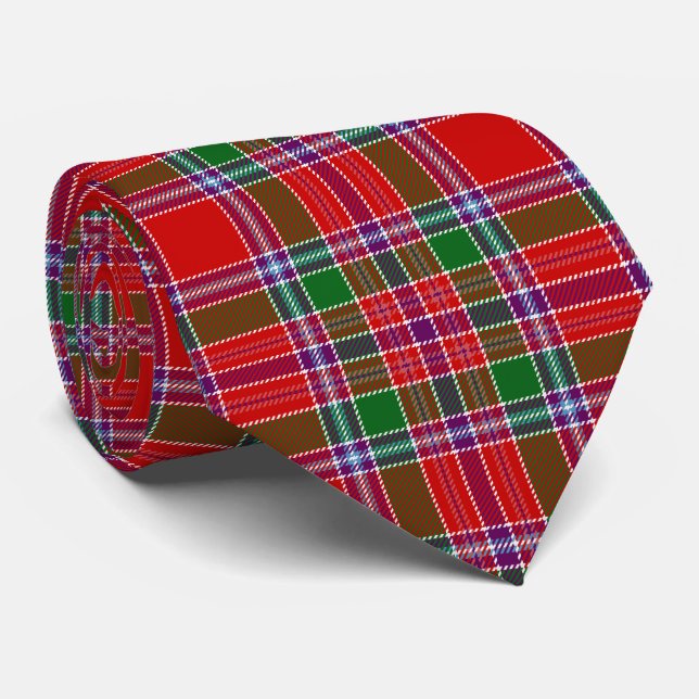 Scottish Clan Burrell Tartan Plaid Tie (Rolled)