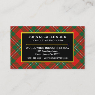 Scottish Clan Callender Tartan Plaid Business Card