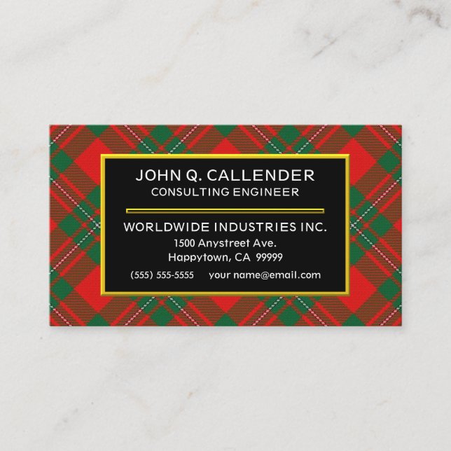 Scottish Clan Callender Tartan Plaid Business Card (Front)