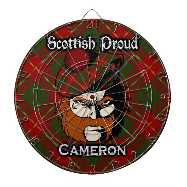 Scottish Clan Cameron Tartan Dartboard (Front)