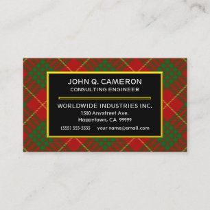Scottish Clan Cameron Tartan Plaid Business Card