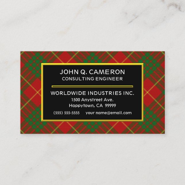 Scottish Clan Cameron Tartan Plaid Business Card (Front)