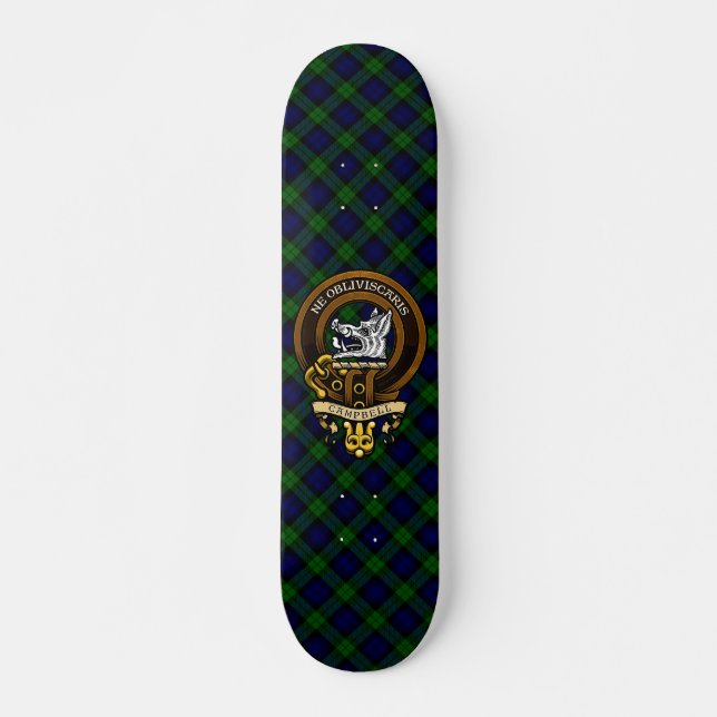 Scottish Clan Campbell Badge and Crest  Skateboard (Front)