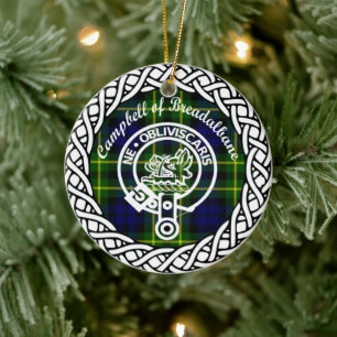 Scottish Clan Campbell Of Breadalbane Tartan and C Ceramic Tree Decoration