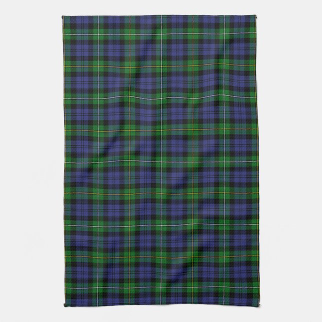 Scottish Clan Campbell of Loudoun Tartan Plaid Tea Towel (Vertical)