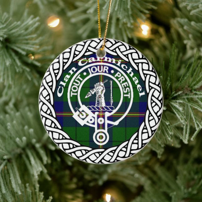 Scottish Clan Carmichael Tartan and Crest Ceramic Tree Decoration (Tree)