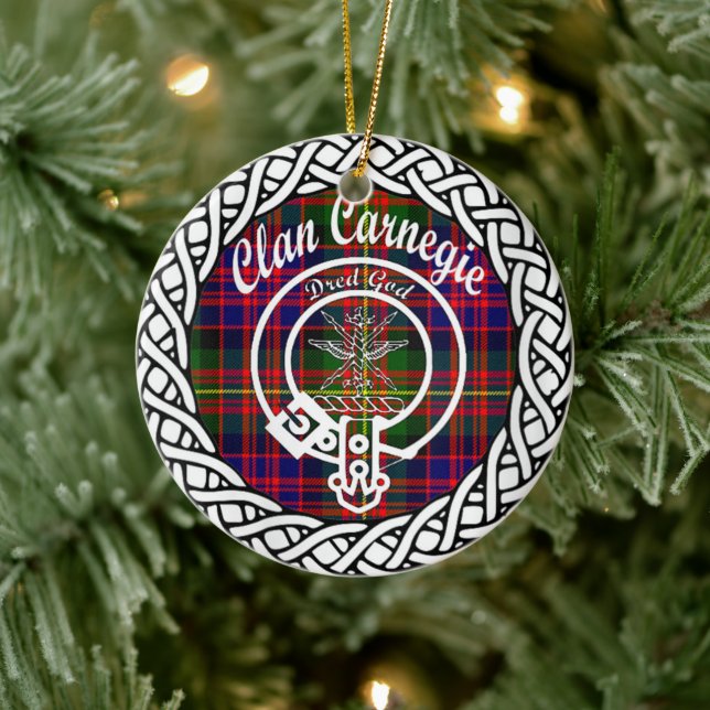 Scottish Clan Carnegie Tartan and Crest Ceramic Tree Decoration (Tree)