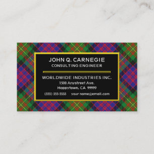 Scottish Clan Carnegie Tartan Plaid Business Card