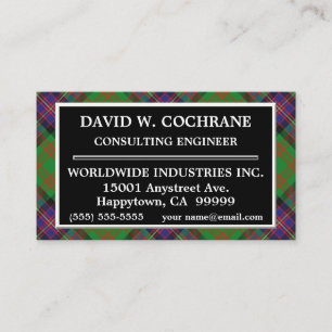 Scottish Clan Cochrane Tartan Plaid Business Card