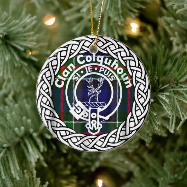 Scottish Clan Colquhoun Tartan and Crest Ceramic Tree Decoration (Tree)