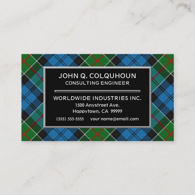 Scottish Clan Colquhoun Tartan Plaid Business Card (Front)