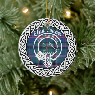Scottish Clan Cooper Tartan and Crest Ceramic Tree Decoration