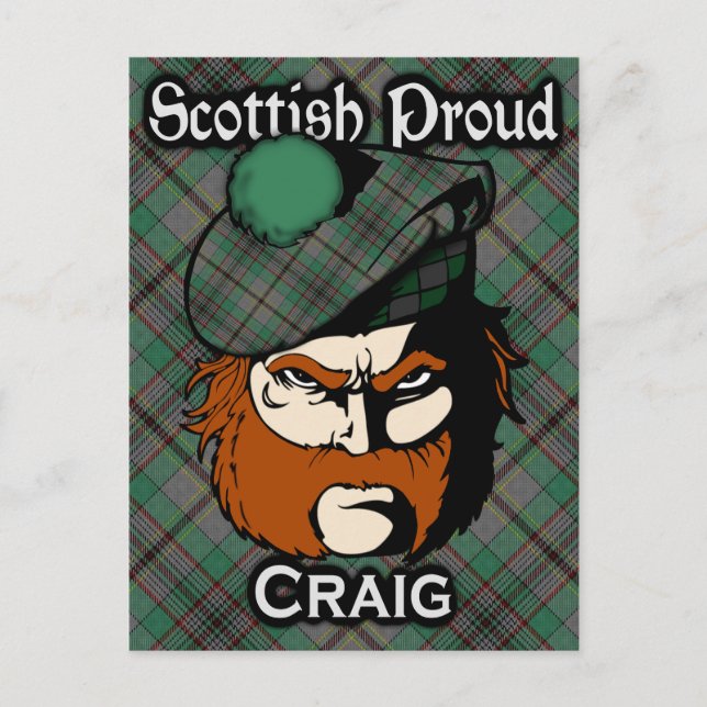 Scottish Clan Craig Tartan Postcard (Front)