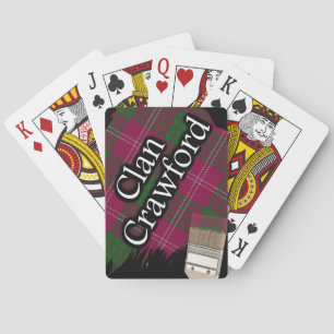 Scottish Clan Crawford Tartan Paint Brush Playing Cards