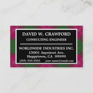 Scottish Clan Crawford Tartan Plaid Business Card