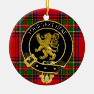 Scottish Clan Crest Lion Tartan Ceramic Tree Decoration
