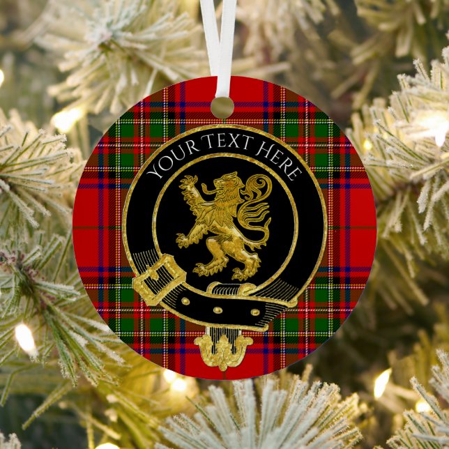 Scottish Clan Crest Lion Tartan Metal Tree Decoration (Insitu)
