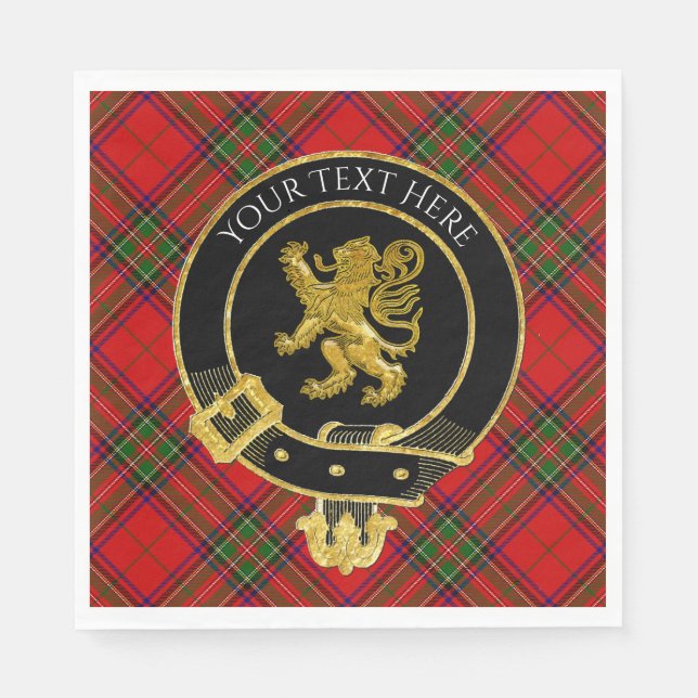 Scottish Clan Crest Lion Tartan Napkin (Front)
