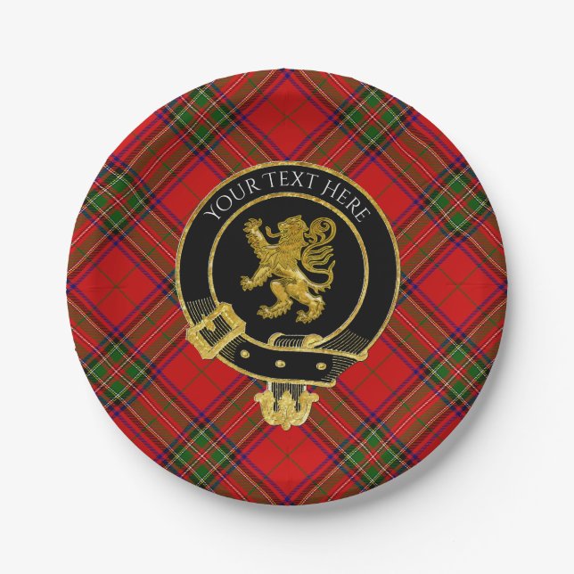 Scottish Clan Crest Lion Tartan Paper Plate (Front)