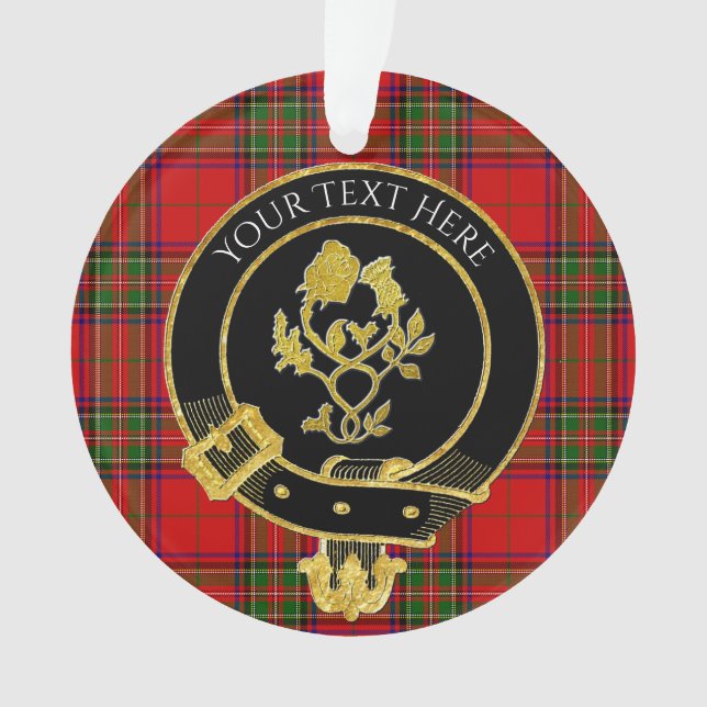 Scottish Clan Crest Rose Thistle Tartan Ornament  (Front)