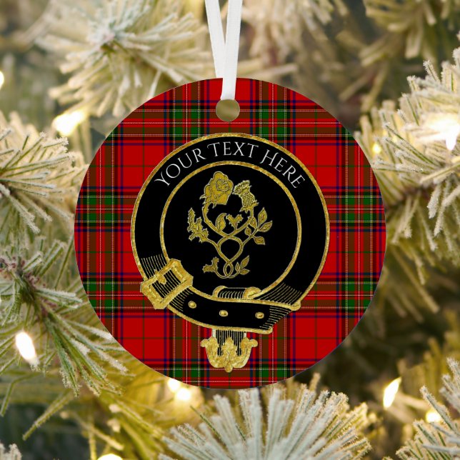 Scottish Clan Crest Tartan Your text Metal Tree Decoration (Insitu)