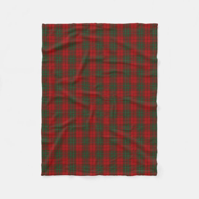 Scottish Clan Cumming Cummings Red Green Tartan Fleece Blanket (Front)