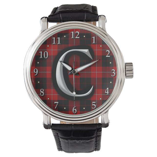 Scottish Clan Cunningham C Monogram Tartan Watch (Front)