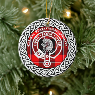 Scottish Clan Cunningham Tartan and Crest Ceramic Tree Decoration