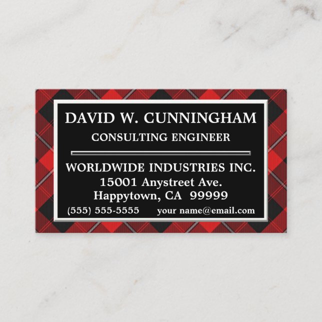 Scottish Clan Cunningham Tartan Plaid Business Card (Front)