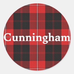 Scottish Clan Cunningham Tartan Plaid Classic Round Sticker