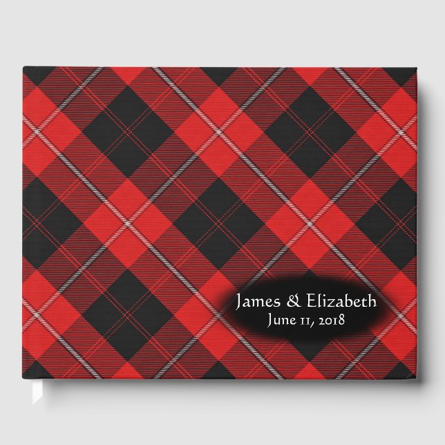 Scottish Clan Cunningham Tartan Plaid Wedding Guest Book (Front)